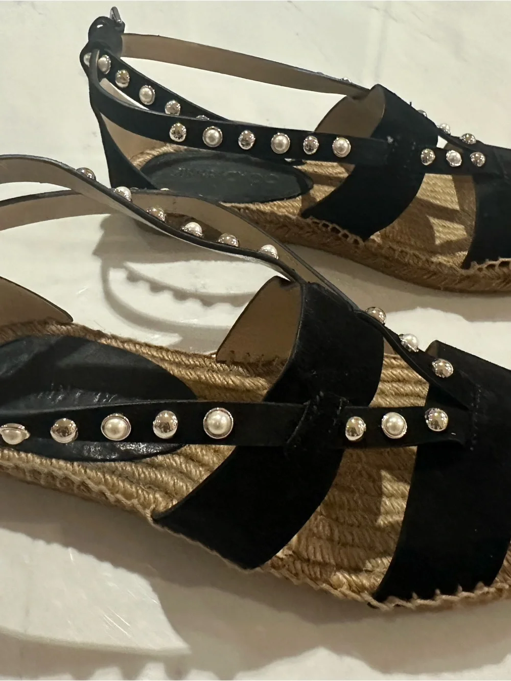 Jimmy Choo Denise Flat Espadrille, 36.5, Black. With box and dust bag